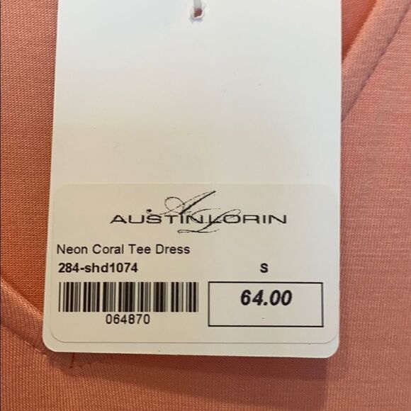 Lilypad Neon Coral Tee Shirt Dress - Picture 3 of 4